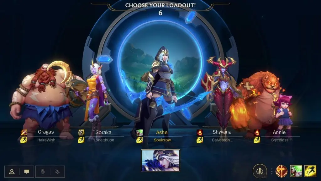 Wild Rift champion select screen