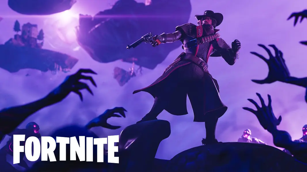 fortnite character shooting zombies