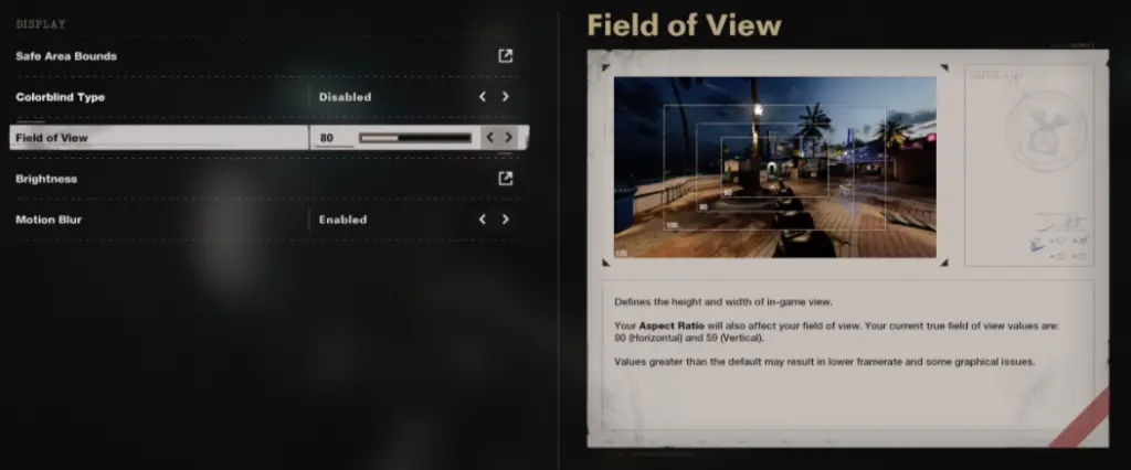 FOV slider in Black Ops Cold War