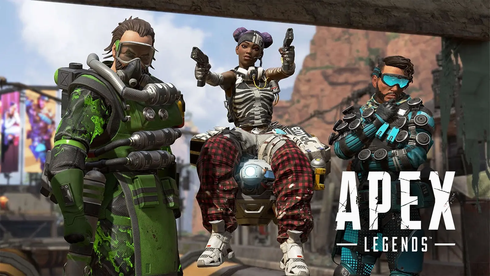 Gibraltar, Lifeline, and Mirage in Apex Legends