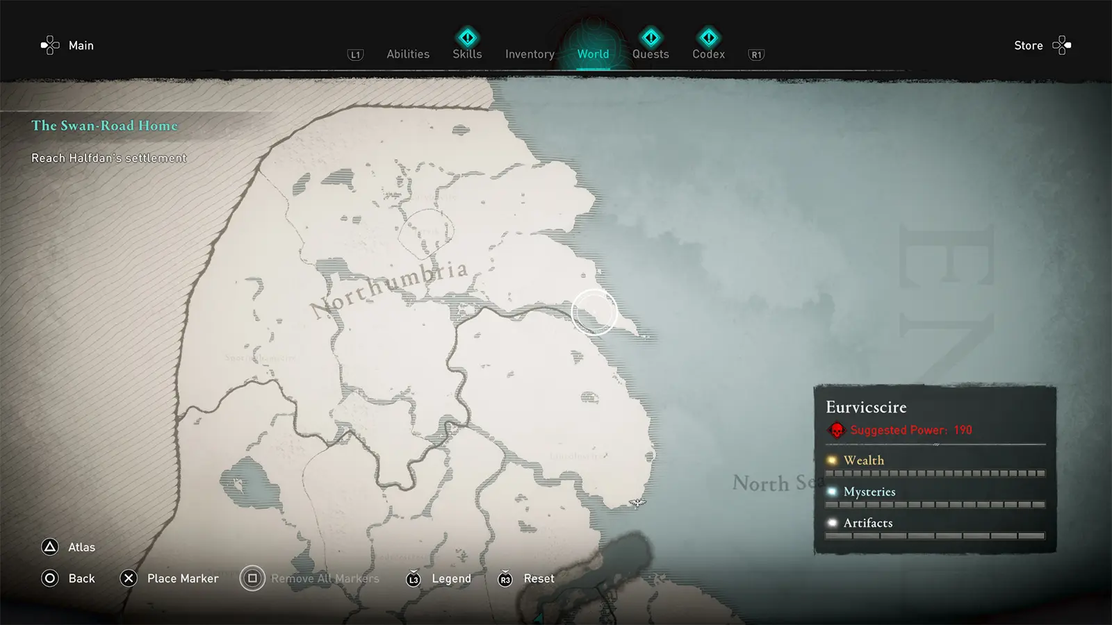 Northern part of the England map in Assassin's Creed Valhalla