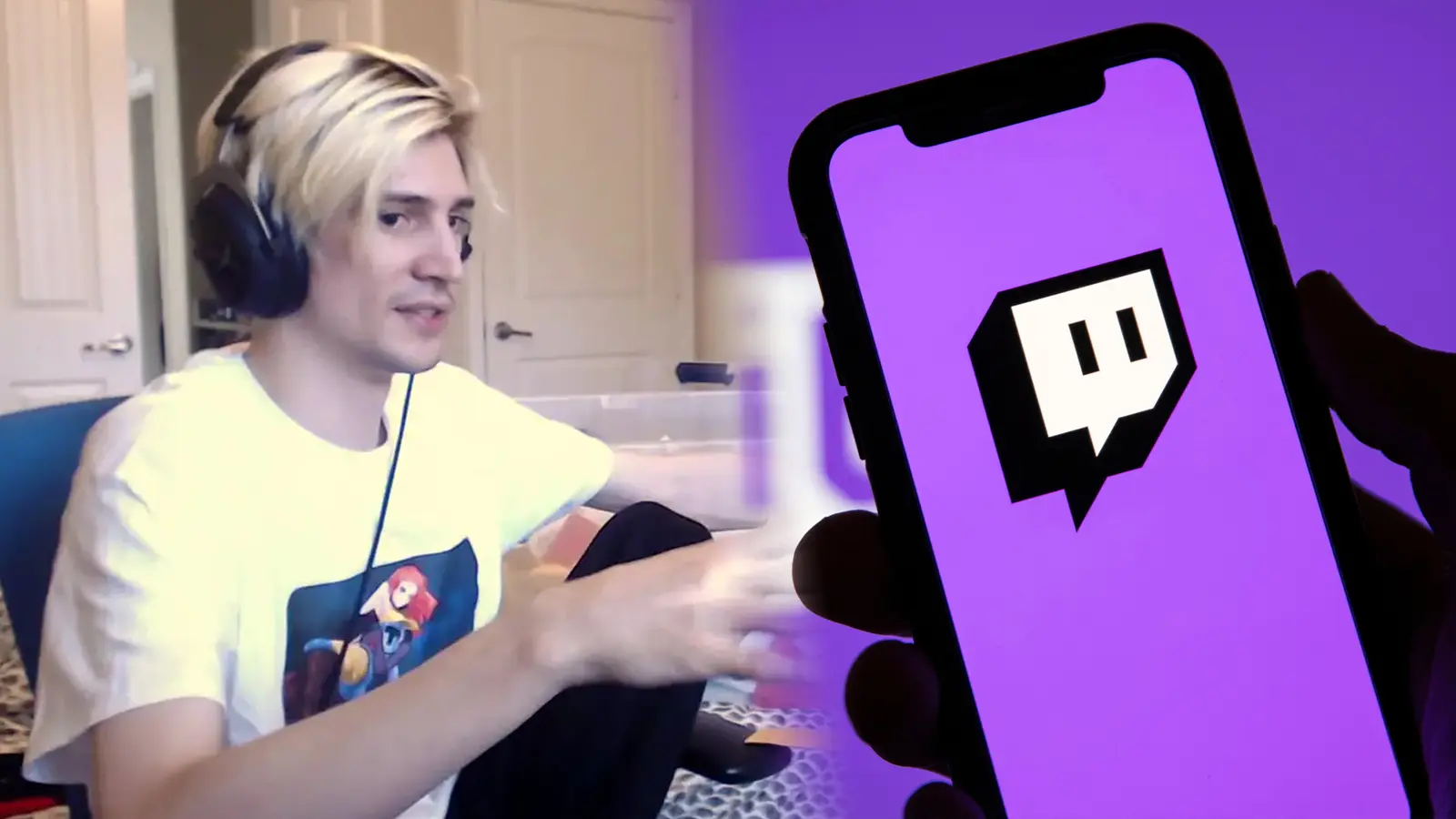 XqC next to Twitch logo on phone