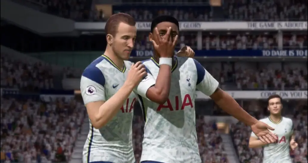 Steven Bergwijn Tottenham celebration FIFA 21 Harry Kane