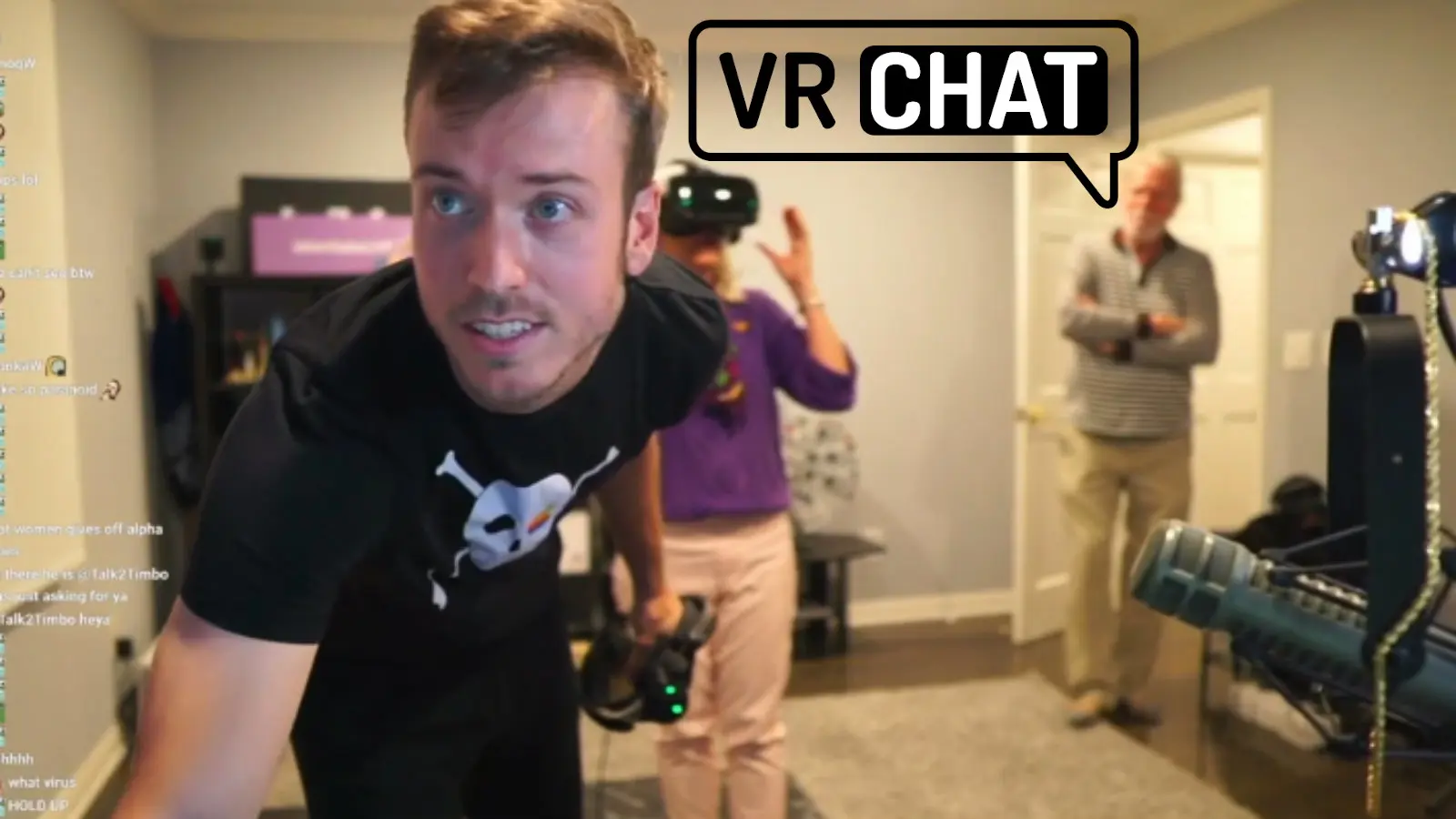 Twitch streamer JakeNBake and his parents in VR