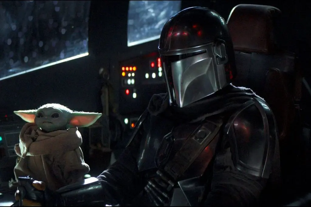 The Mandalorian and Baby Yoda in The Mandalorian Season 2.