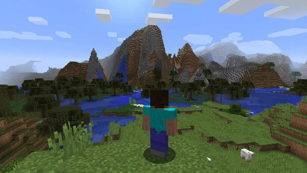 minecraft steve on a hill