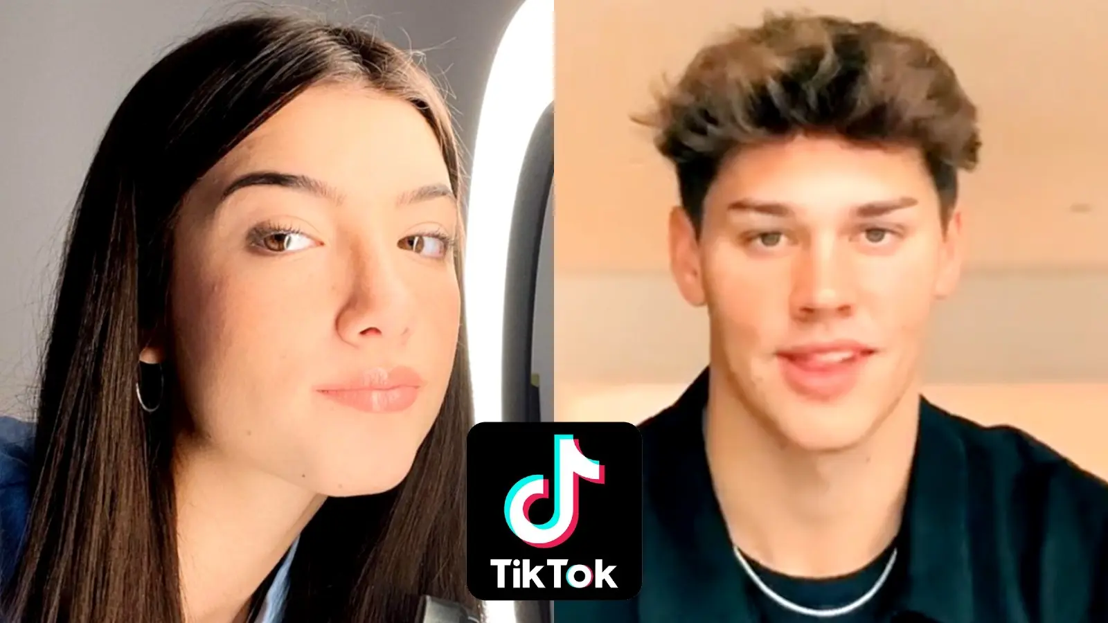 Charli D'Amelio alongside Noah Beck with the TikTok logo