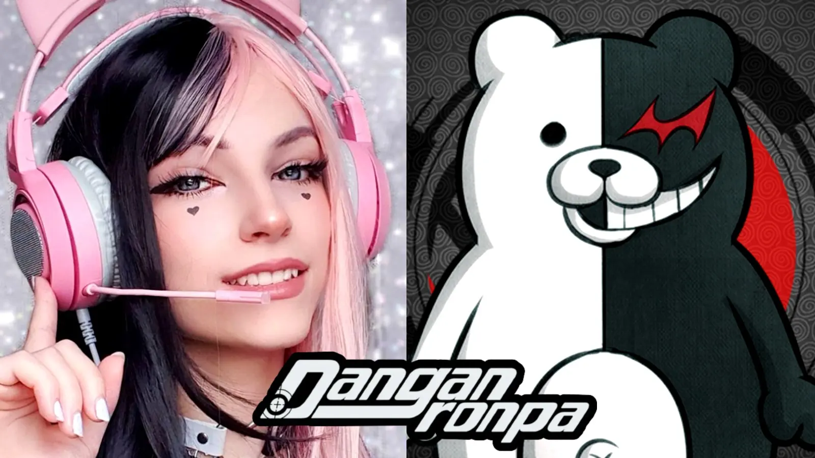 Cosplayer sekai.v next to Monokuma from Danganronpa