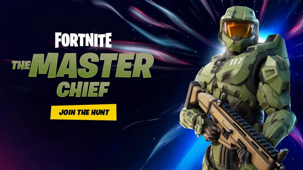 A screenshot featuring the Master Chief skin in Fortnite.