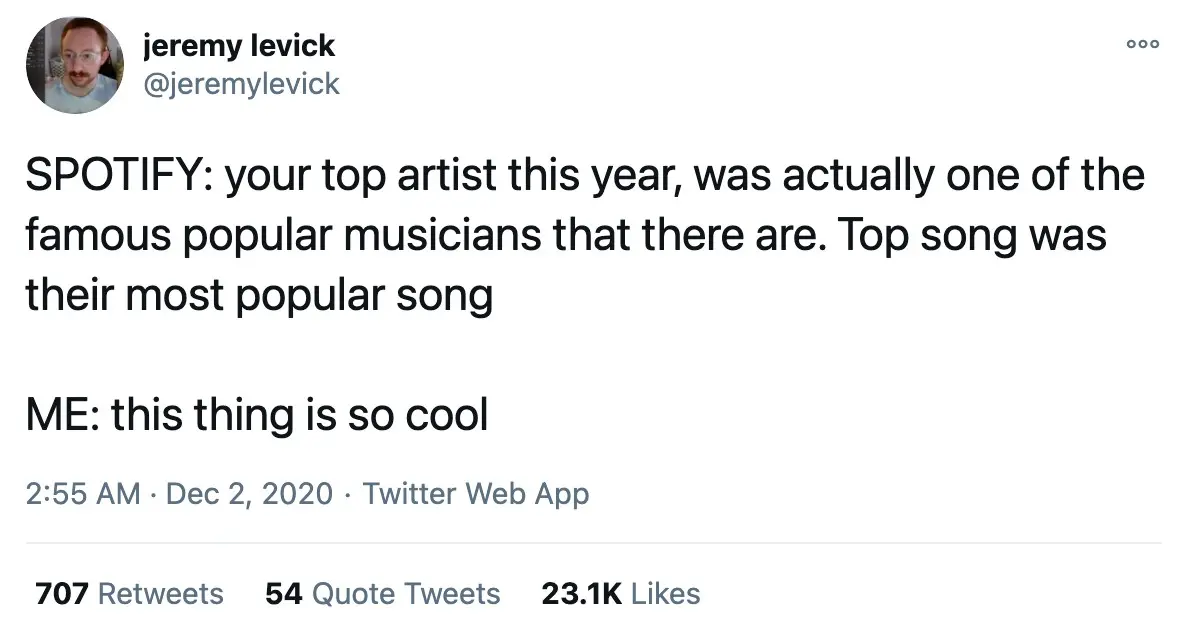 Screenshot of a tweet about Spotify Wrapped