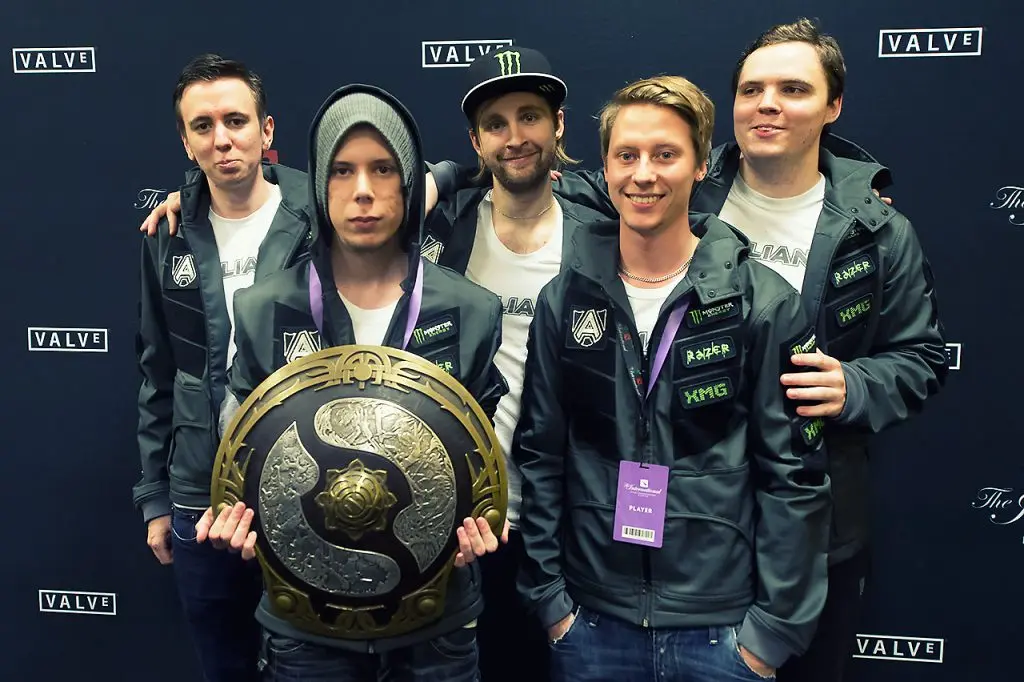 Alliance squad after winning TI3.