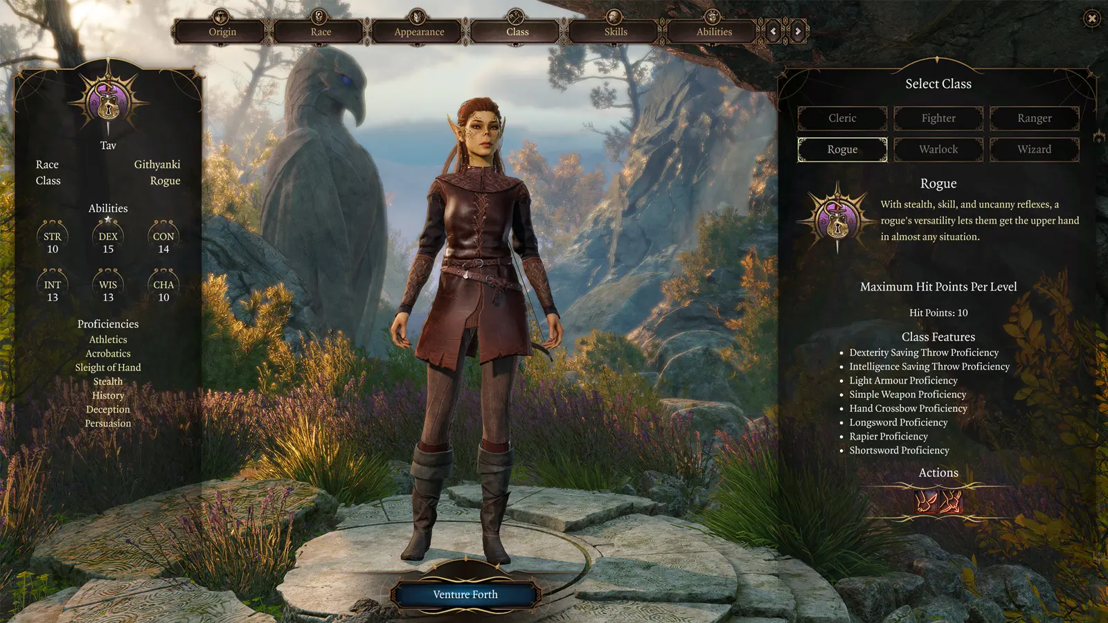 Githyanki rogue in Baldur's Gate III character creation