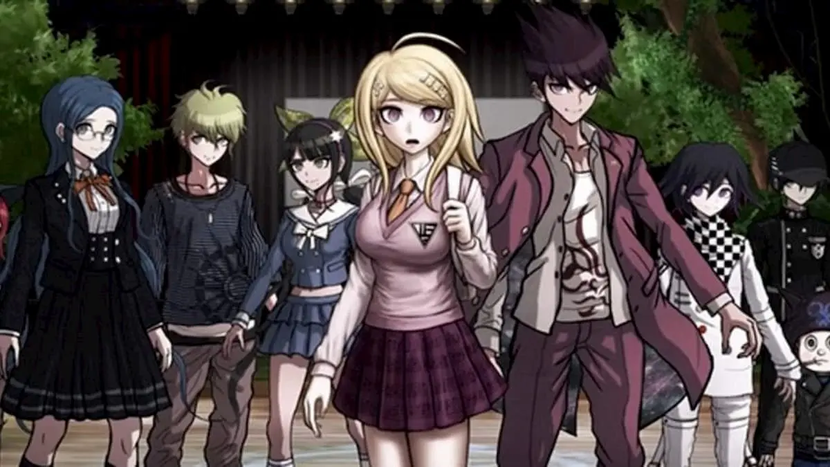 Danganronpa characters looks at the screen