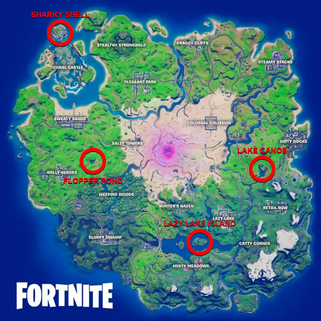 Fortnite Fishing Holes locations