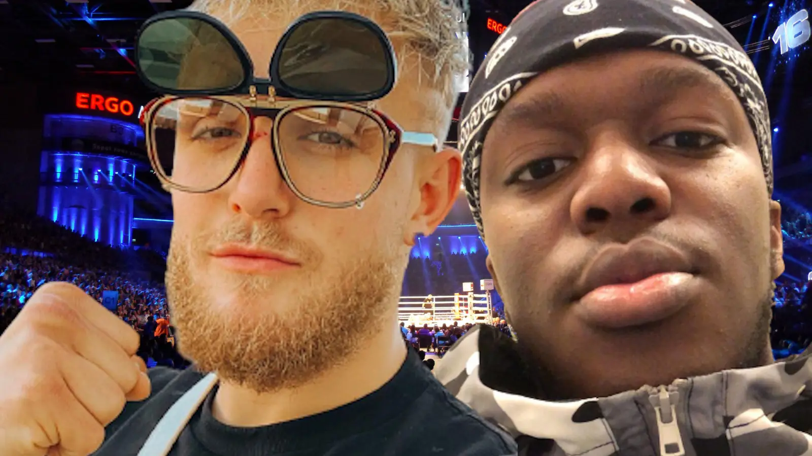 Jake Paul and KSI in boxing ring