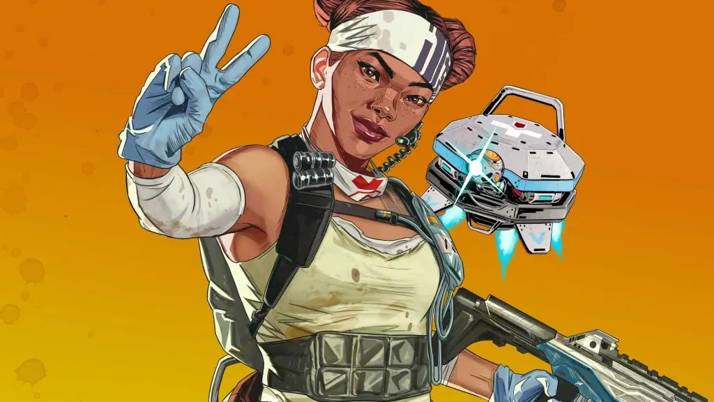 Lifeline on orange background in Apex Legends