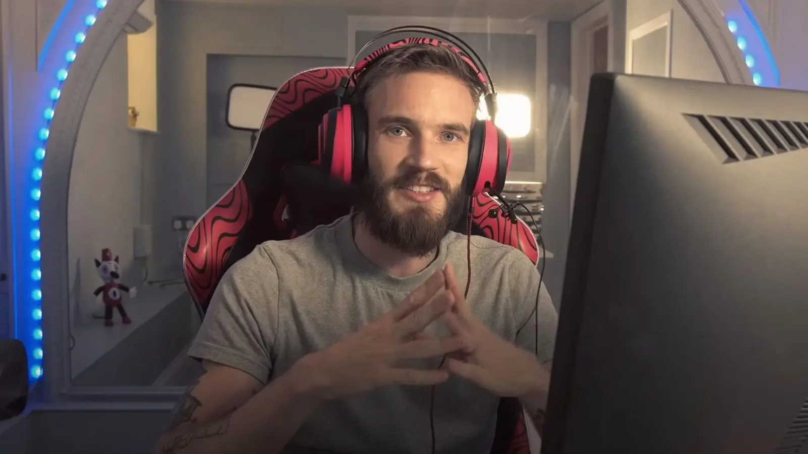 Screenshot of YouTuber PewDiePie in upload.