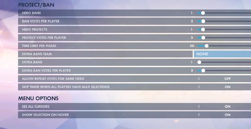 Overwatch hero ban settings