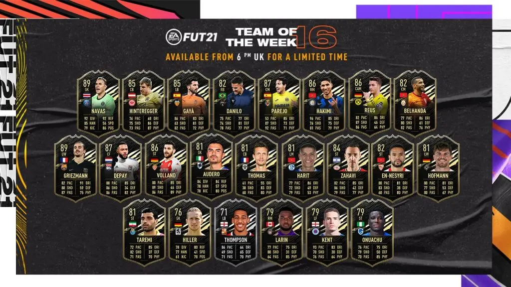 TOTW 16 in FIFA 21 Ultimate Team