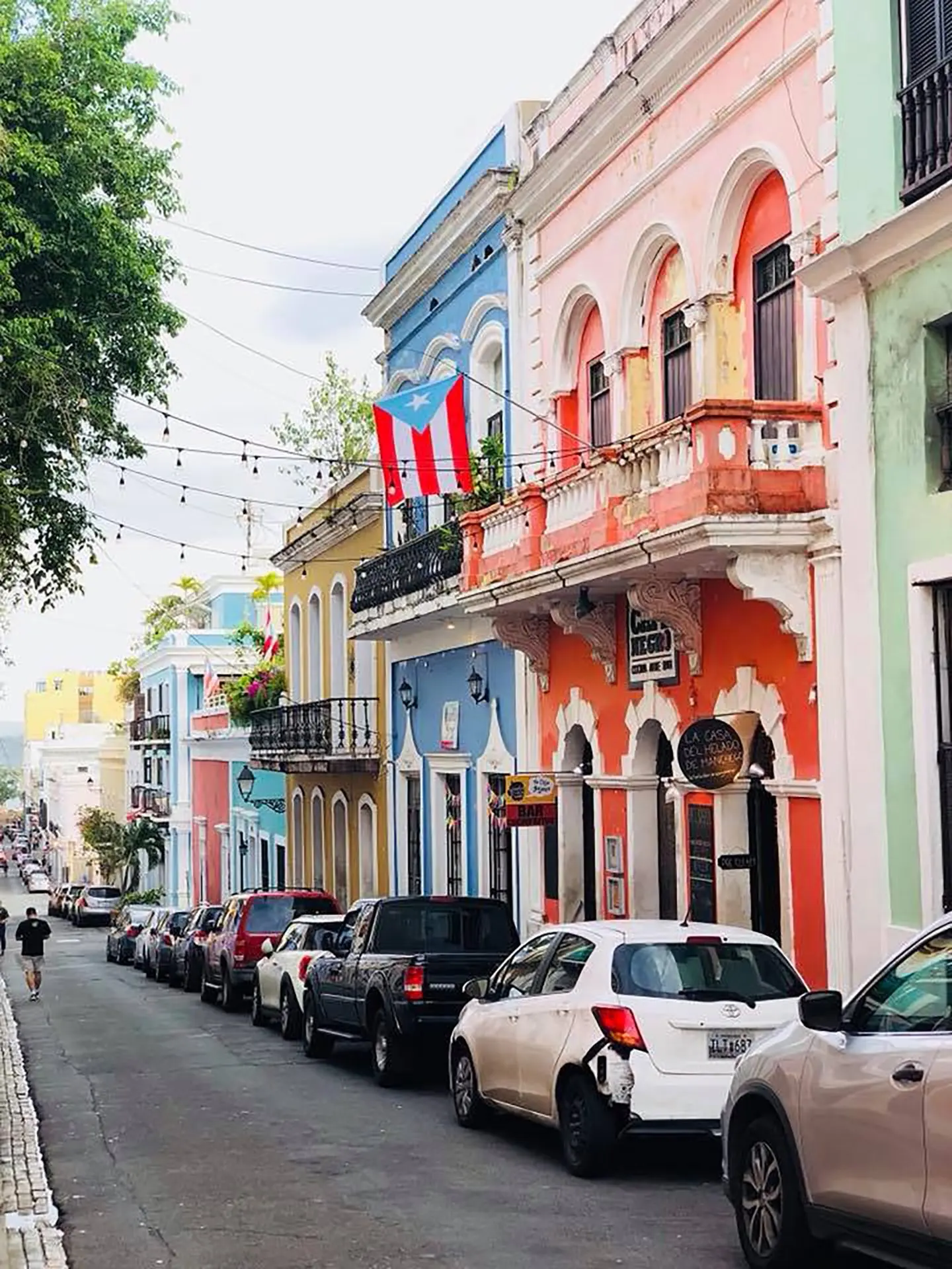 Cars parked in Old San Juan, Puerto Rico.