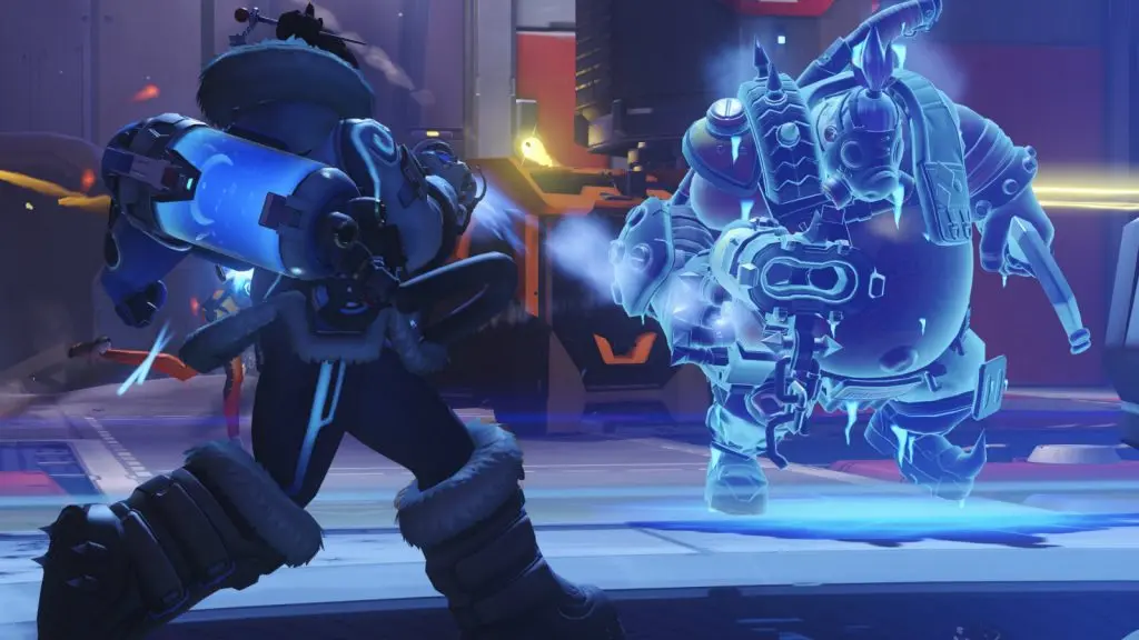 Mei freezes a Roadhog