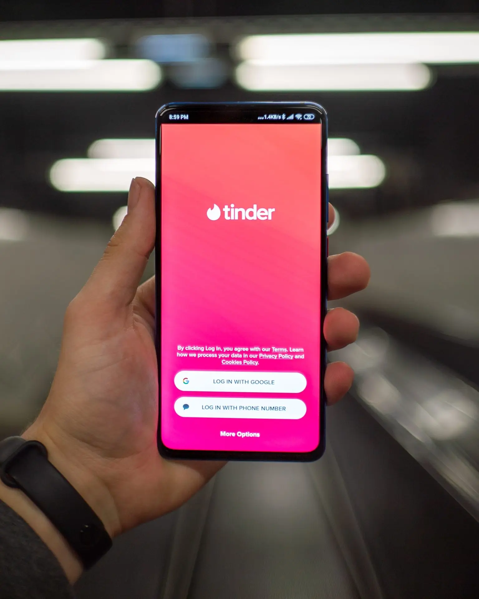 Tinder logo on a smart phone.