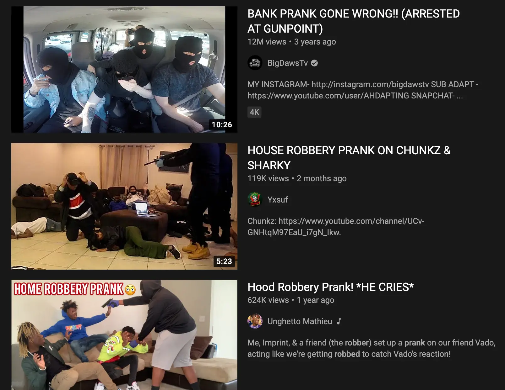 youtube robbery pranks