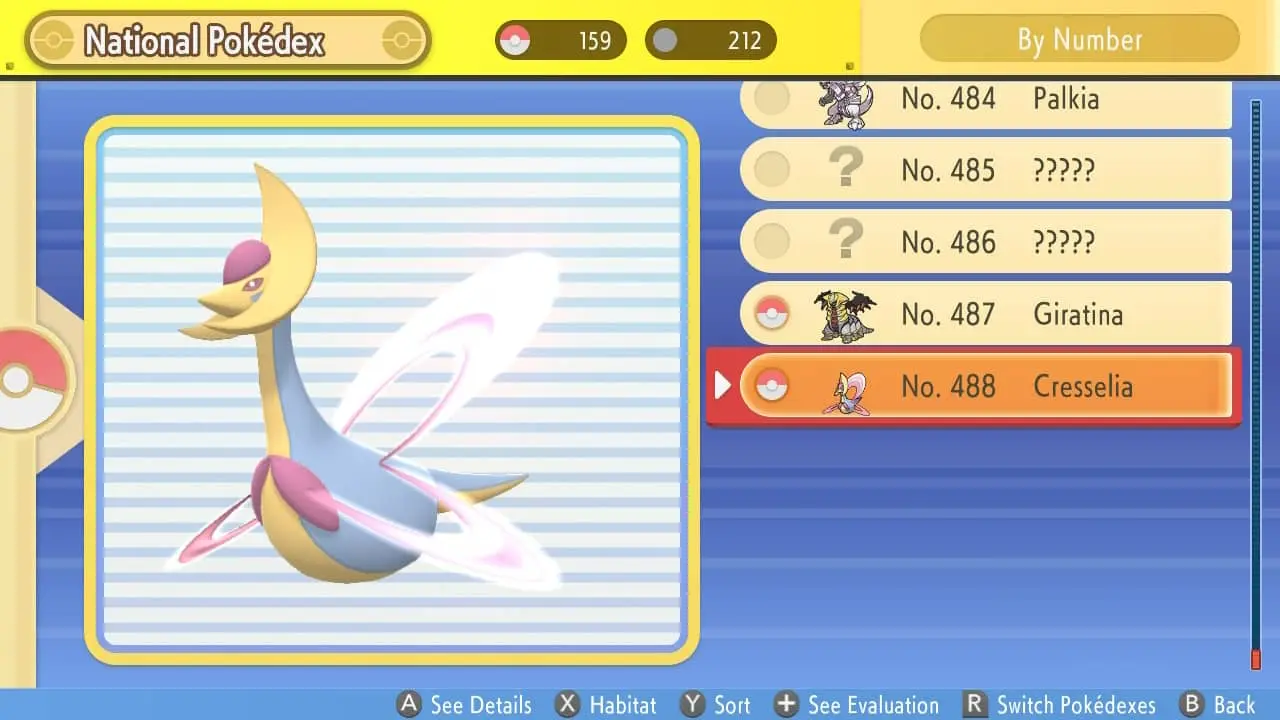 National Dex from BDSP screenshot.