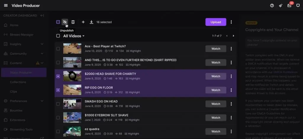 Twitch vod delete update