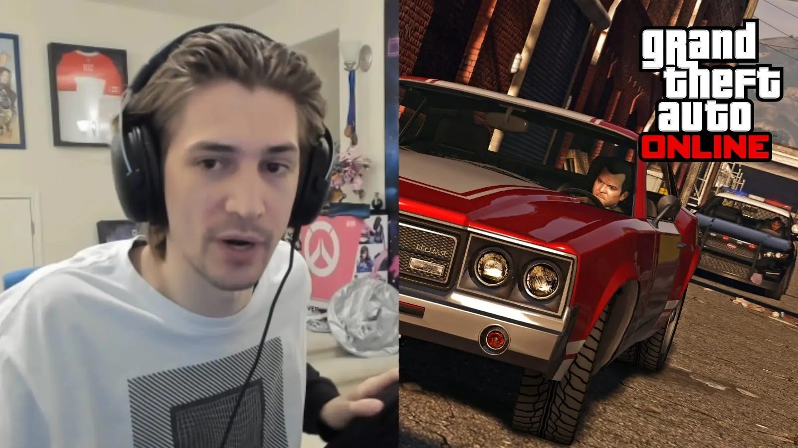 xQc streaming with GTA screenshot