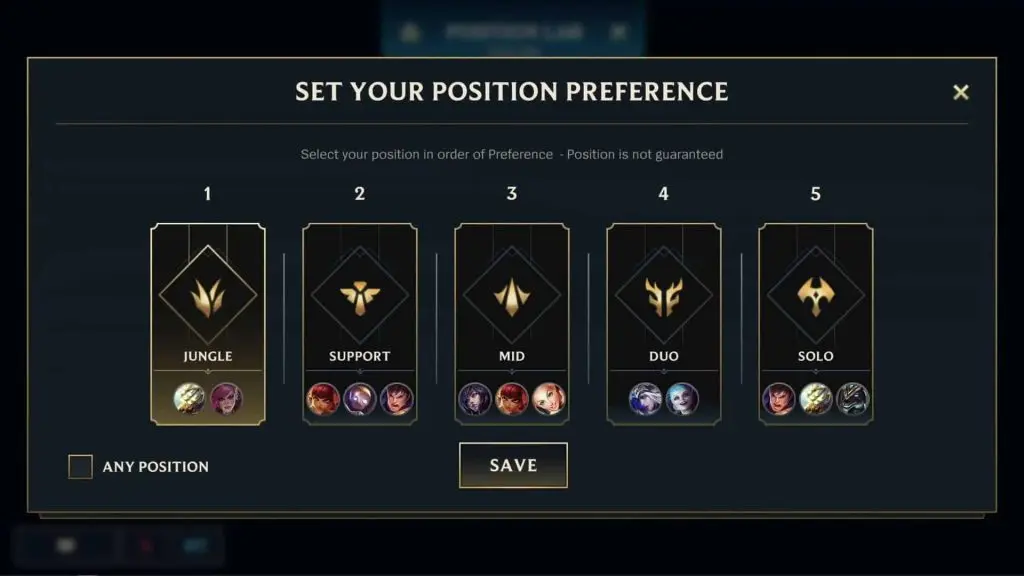 Position Preference in Wild Rift ranked