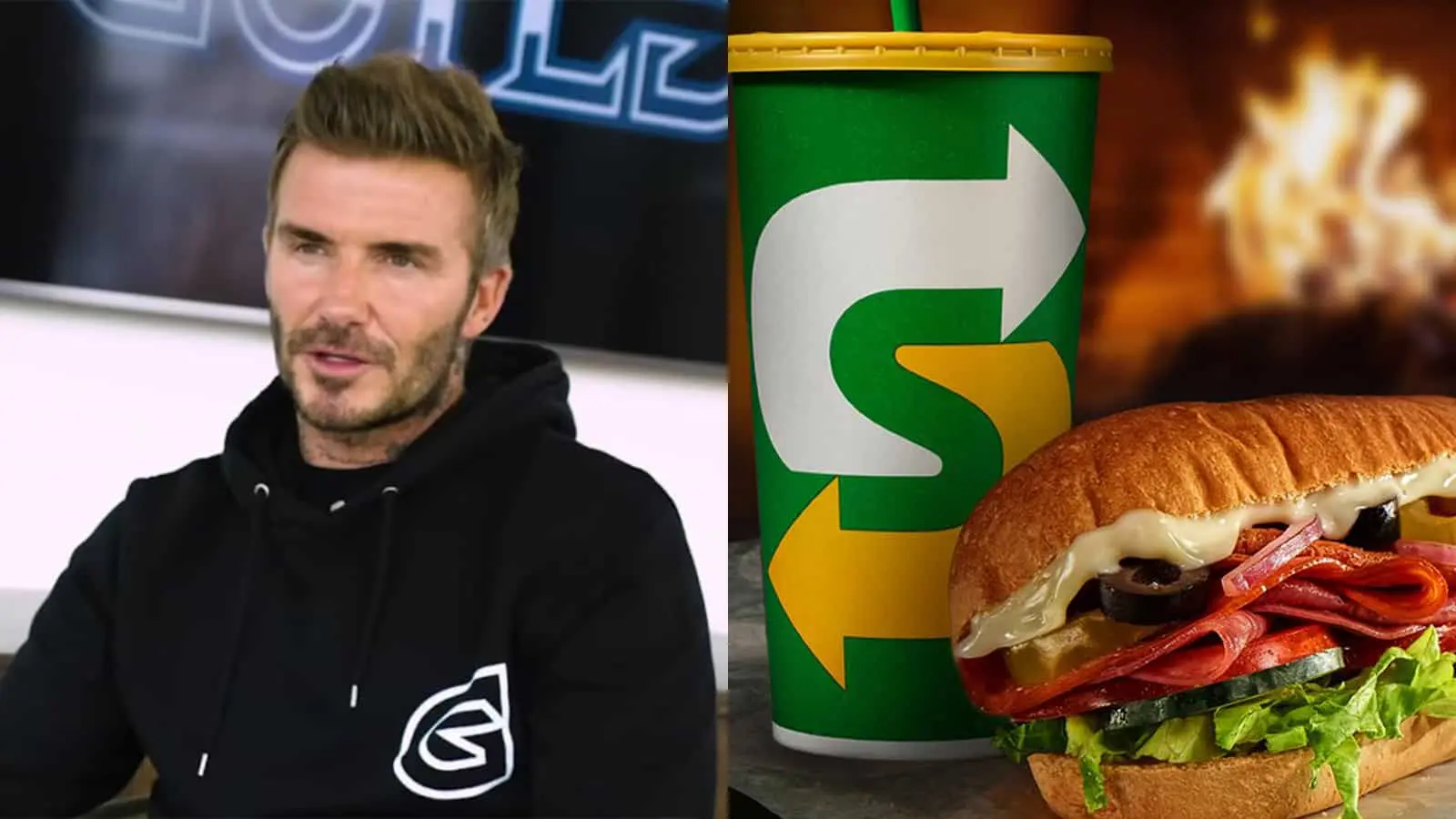 David Beckham with a Subway