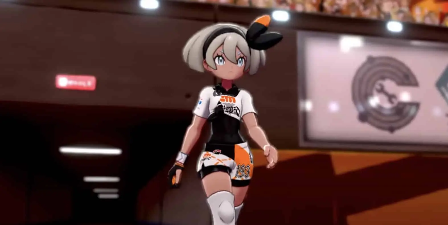 Screenshot of Pokemon Sword Gym Leader Bea.