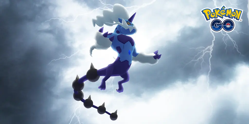 Screenshot of Legendary Pokemon Thundurus in Pokemon Go Charge Up event.