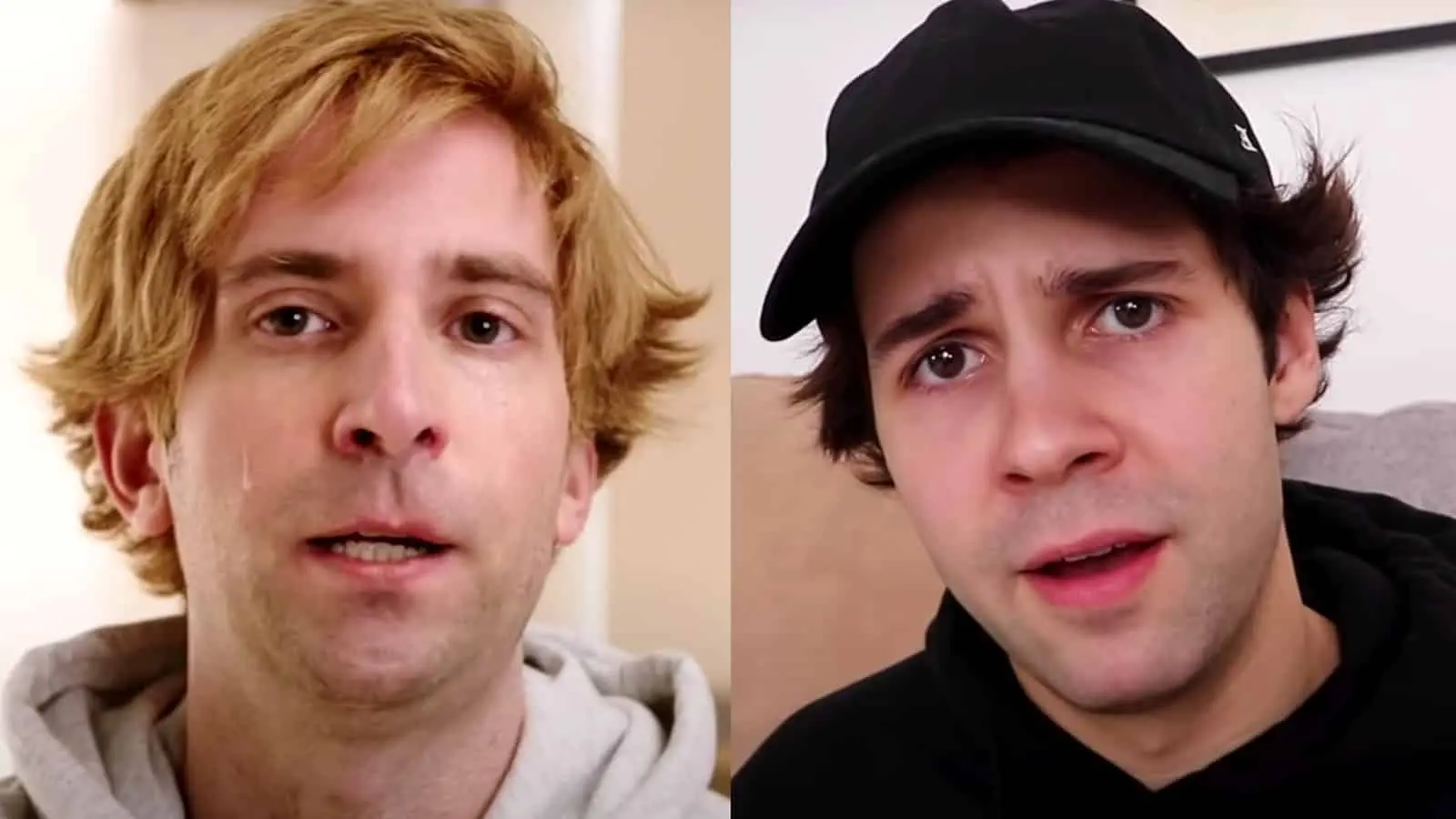 Kyle Mooney in YouTuber apology skit next to David Dobrik in his apology video