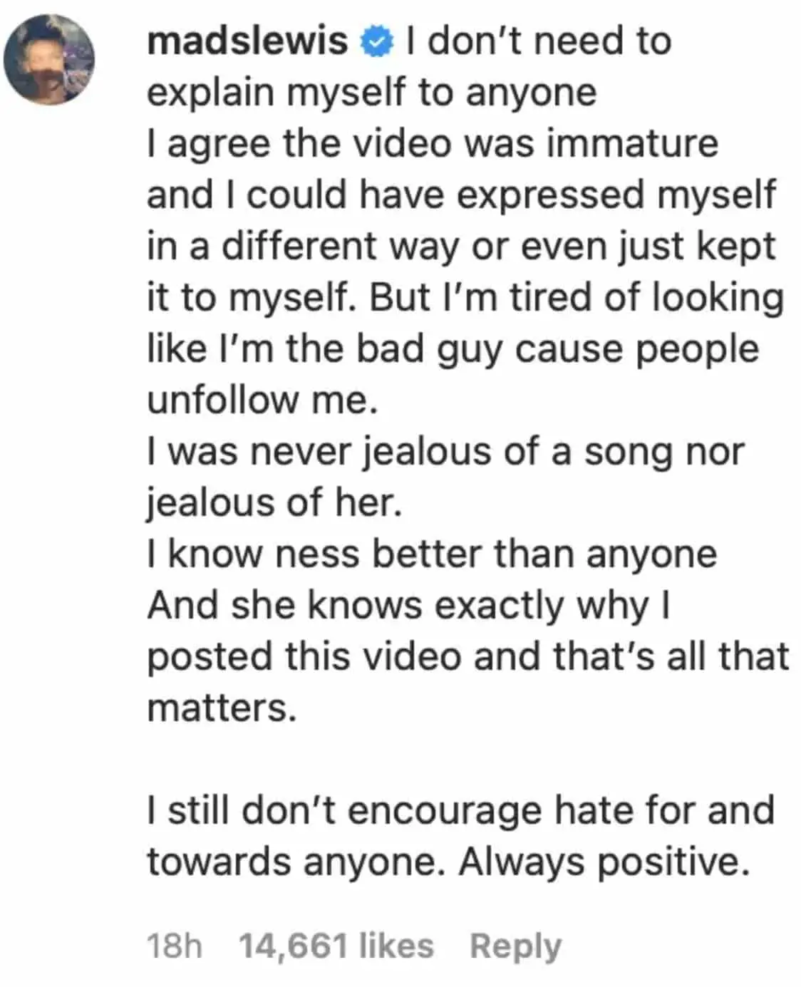 Mads Lewis comments on Nessa Barrett Jaden Hossler drama