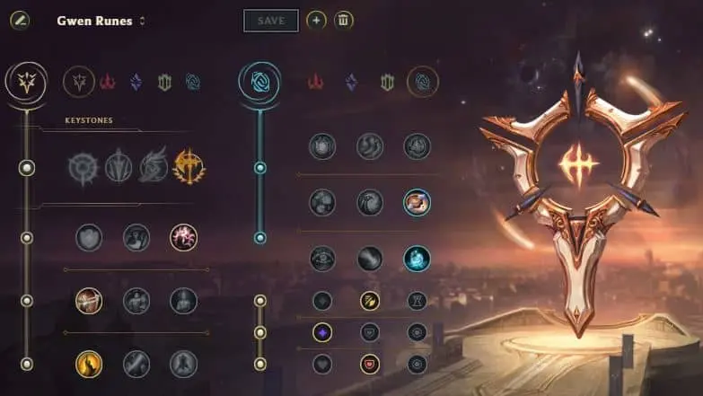 LoL Gwen Runes with conqueror