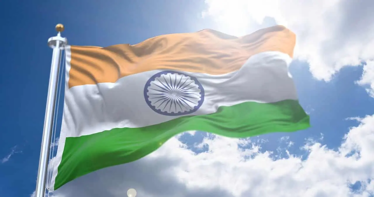 indian national flag flying against sunny background