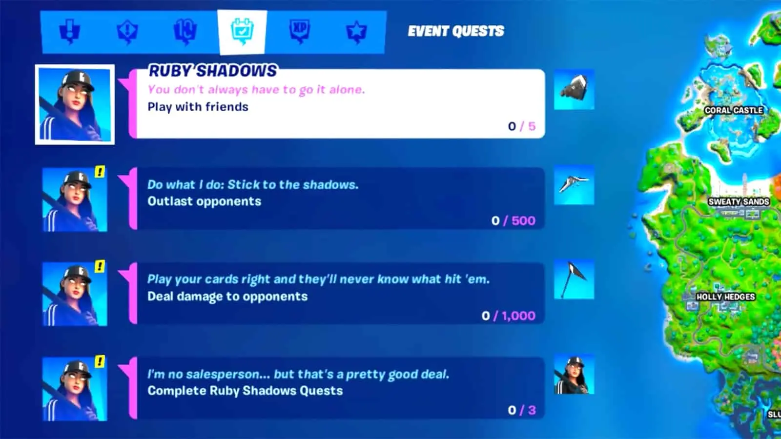 Fortnite Ruby Shadows quests