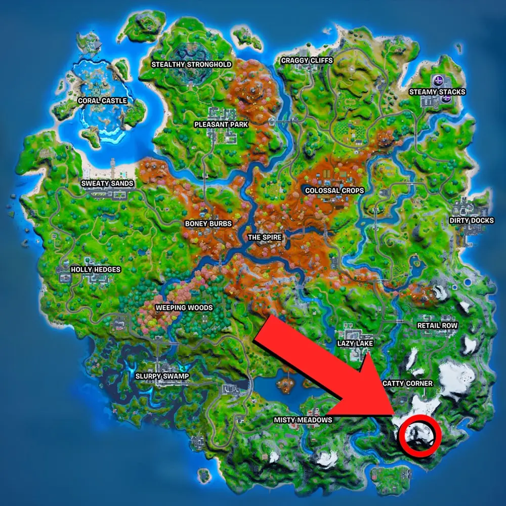 Fortnite tallest mountain location map