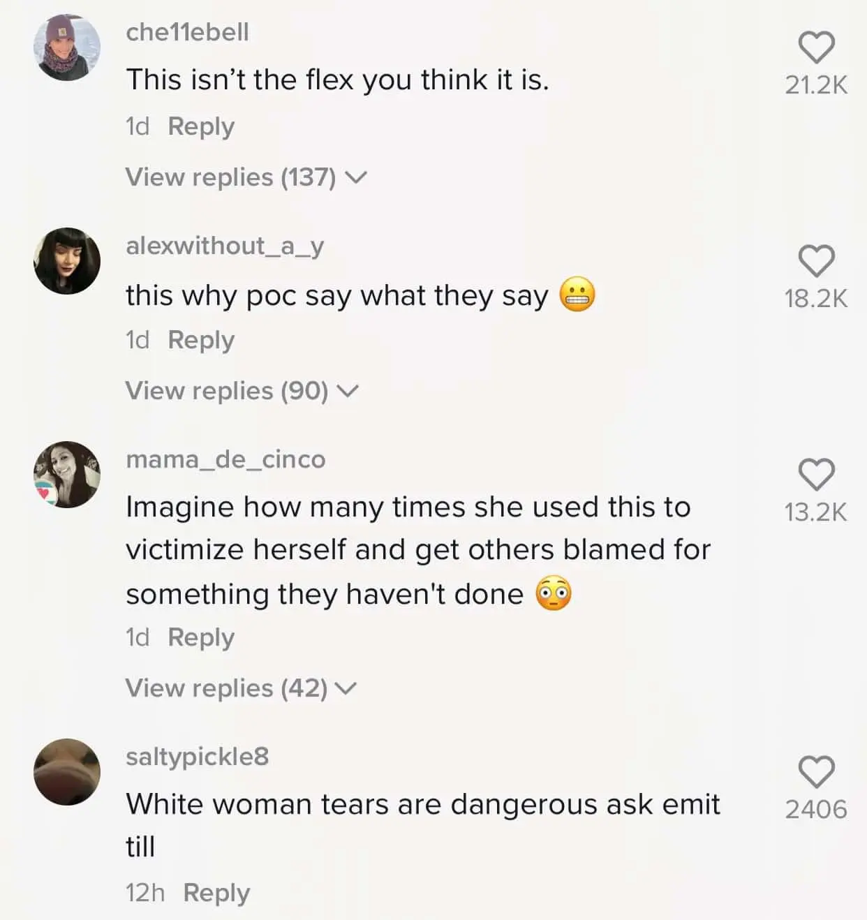 Comments under Hannah Stocking's fake crying TikTok