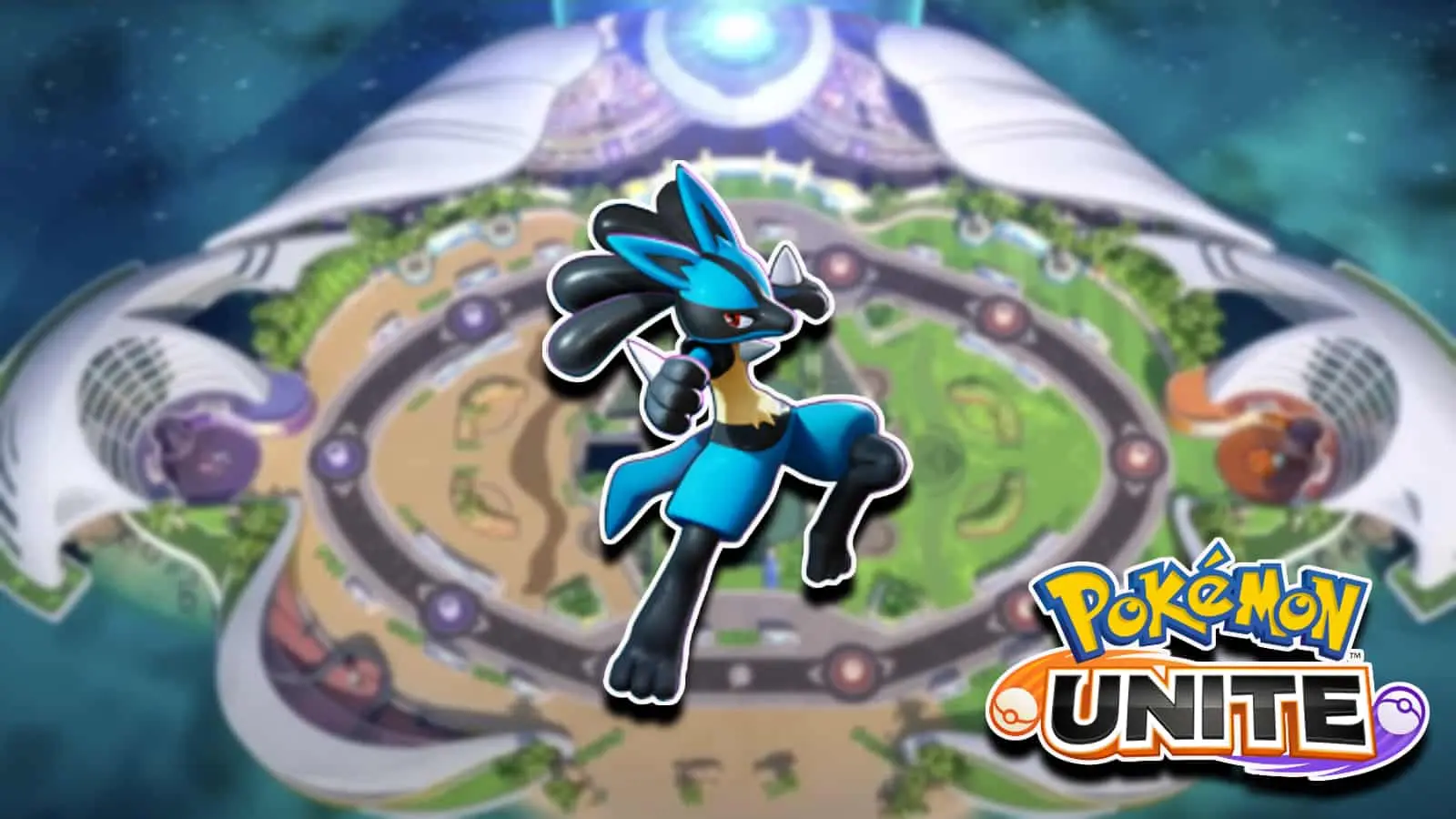 Pokemon Unite Lucario over Map