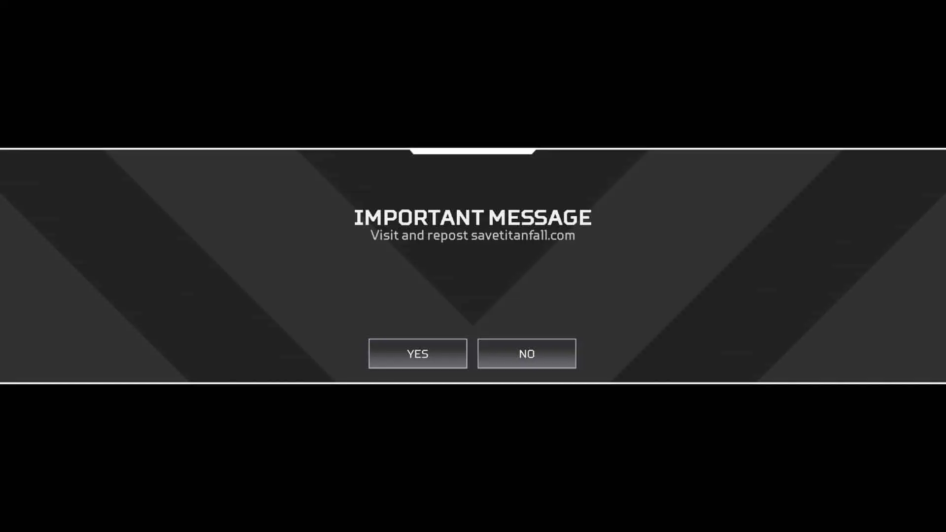 save titanfall message in Apex