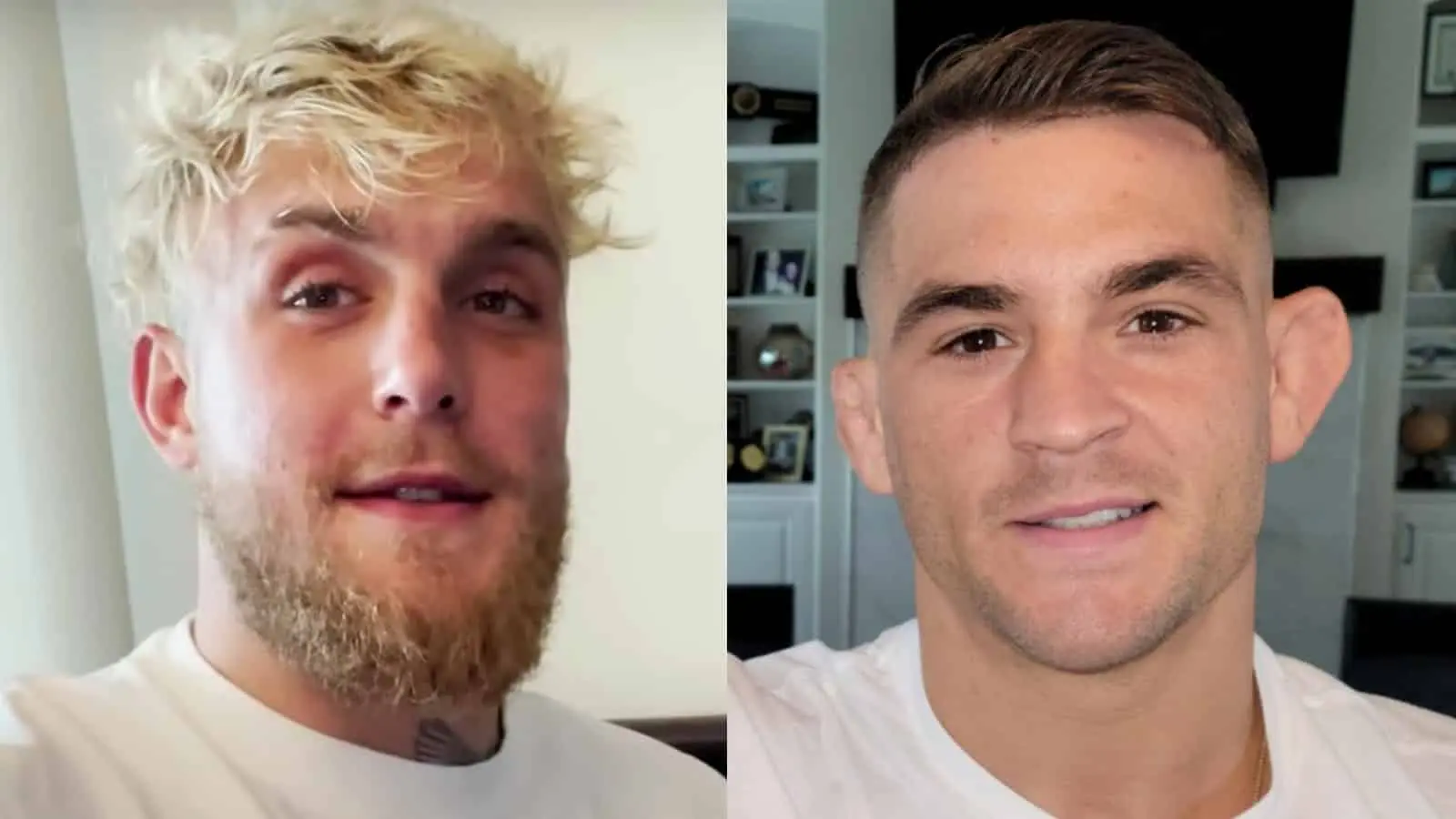 Jake Paul next to Dustin Poirier