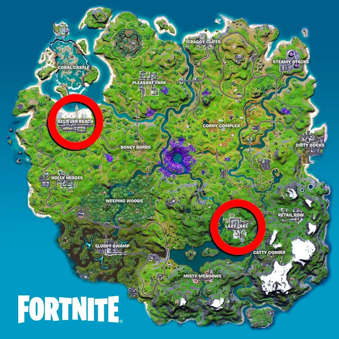 Fortnite Ferrari Locations map