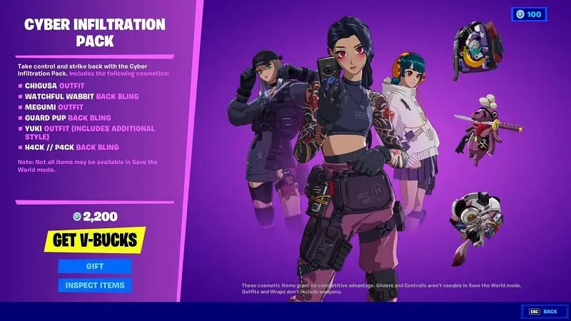 fortnite cyber infiltration pack