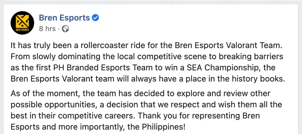 bren esports announcement