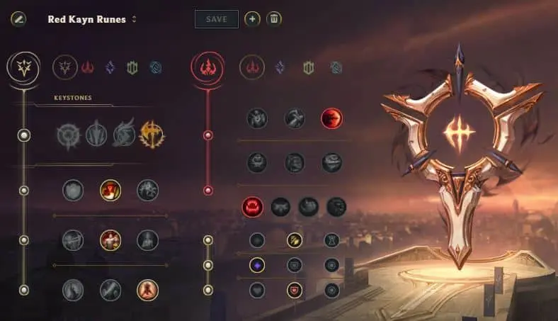 Kayn runes League of legends rhaast red form