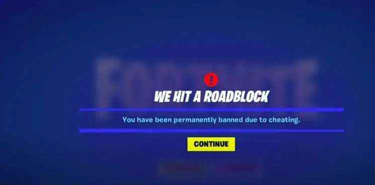 Fornite Permaban Screen