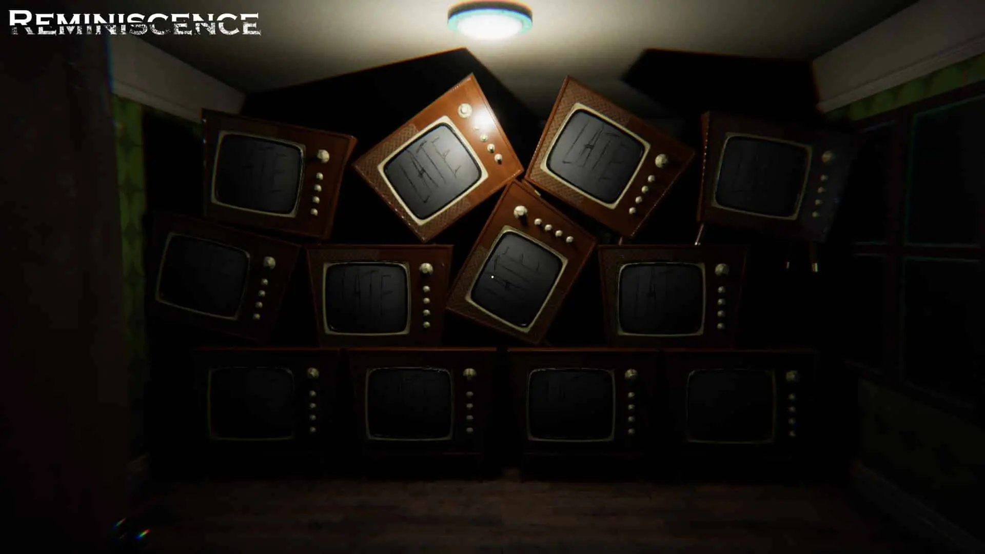 stack of scary looking TVs in a screenshot of the game Reminiscence